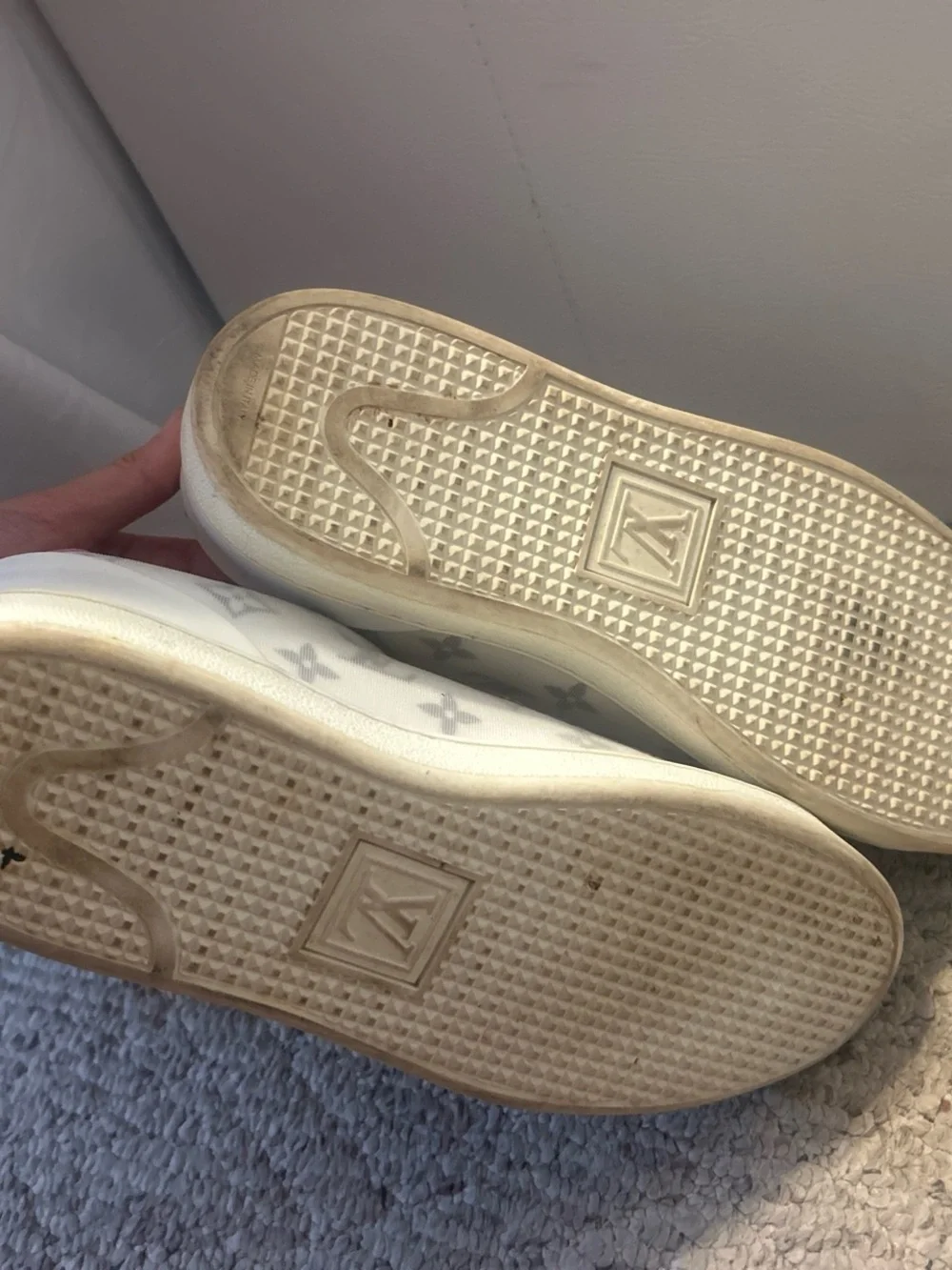 Louis Vuitton White & Pink Monogram Low-Top Sneakers